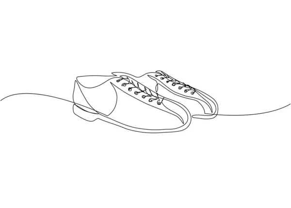 Scarpe Bowling One Line Art Disegno Continuo Intrattenimento Sport Hobby — Vettoriale Stock