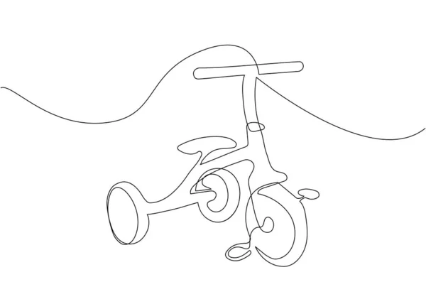 Children Bicycle One Line Art Continuous Line Drawing Sport Transportation — Stock Vector