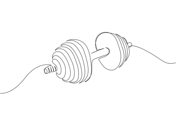 Stapelbare Dumbbell Één Regel Art Continue Lijn Tekening Van Sport — Stockvector