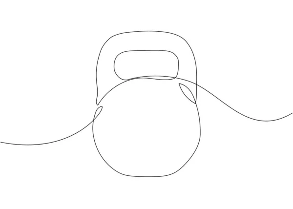 Sport Kettlebell One Line Art Kontinuierliche Linienziehung Von Sport Kraft — Stockvektor