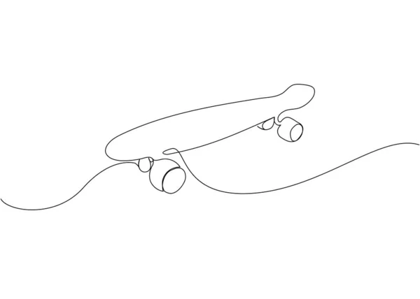 Skate One Line Art Dessin Trait Continu Sport Planche Roulettes — Image vectorielle