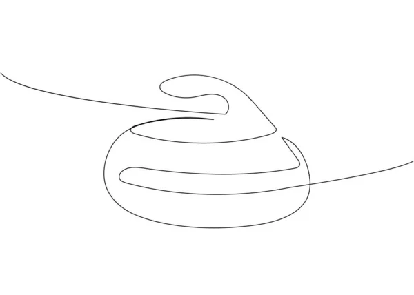 Curling Stone One Line Art Continuous Line Drawing Sport Winter - Stok Vektor