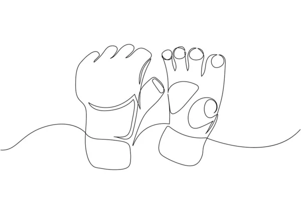 Mixed Martial Arts Gloves One Line Art Continuous Line Drawing — ストックベクタ
