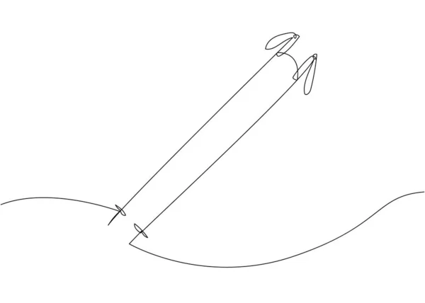 Ski Poles One Line Art Continuous Line Drawing Sport Winter — Stock vektor
