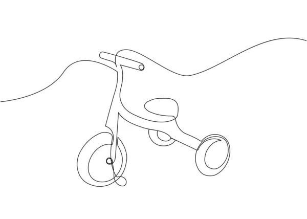 Niños Bicicleta Una Línea Arte Dibujo Continuo Línea Deporte Transporte — Vector de stock