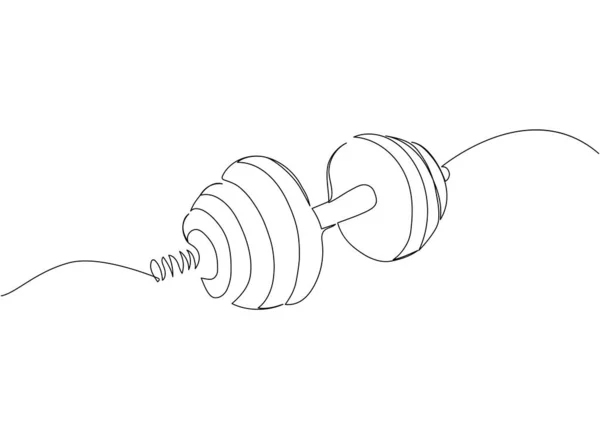 Állítható Dumbbell Egyvonalas Művészet Folyamatos Vonalrajz Sport Erő Erő Fitness — Stock Vector