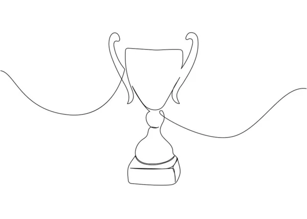 Taça Vencedor Uma Linha Arte Desenho Linha Contínua Esporte Árbitro —  Vetores de Stock