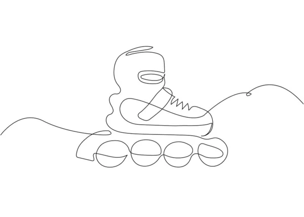 运动服一条线艺术 滑旱冰 业余爱好 设备轮式运动选手的连续直线绘图 — 图库矢量图片