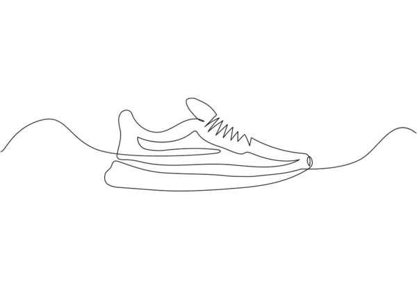 运动鞋一行艺术 马拉松赛 运动服 运动等的连续直线绘图 — 图库矢量图片