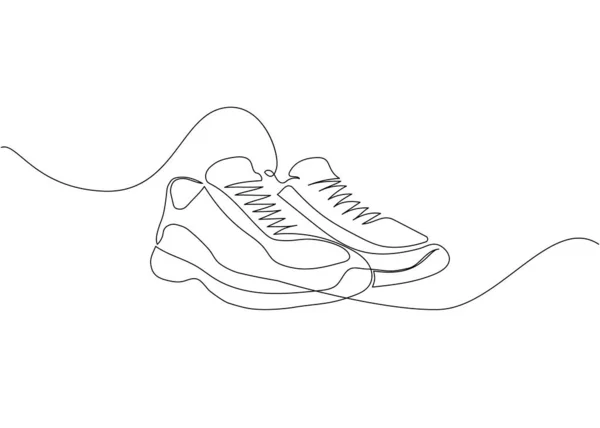 Baskets Une Ligne Art Dessin Trait Continu Sport Chaussures Vitesse — Image vectorielle