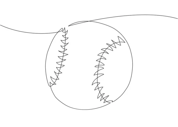 Baseball One Line Art Continuous Line Drawing Ball Sport Hardball — Stockový vektor