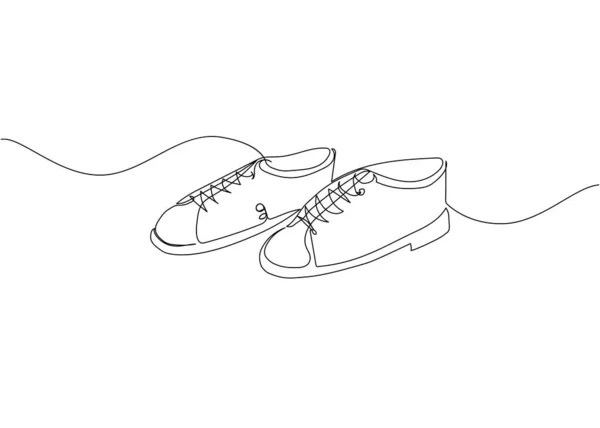 Bowling Shoes Footwear One Line Art Continuous Line Drawing Entertainment — Stock Vector