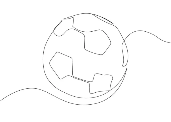 Футбольный Мяч Одна Линия Искусства Непрерывный Рисунок Линии Футбольного Мяча — стоковый вектор