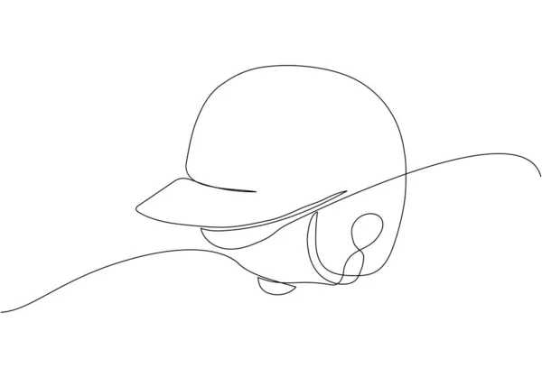 Baseball Helmet One Line Art Continuous Line Drawing Sport Hardball — Stock Vector