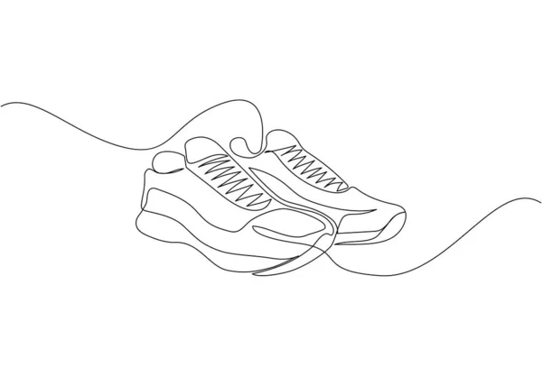 Running Shoes Sneakers One Line Art Continuous Line Drawing Sport — Stock Vector