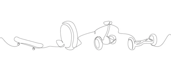 Unicycle Monowheel Gyroscooter Skate One Line Art Continuous Line Drawing — ストックベクタ