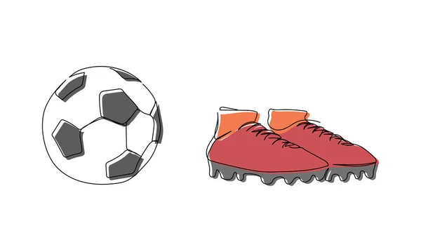 Soccer Ensemble Football Coloré Avec Ballon Taquine Art Ligne Dessin — Image vectorielle