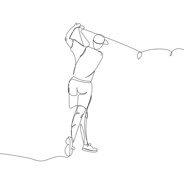 Golf Player Club Ball One Line Art Continuous Line Drawing — Vector de stock