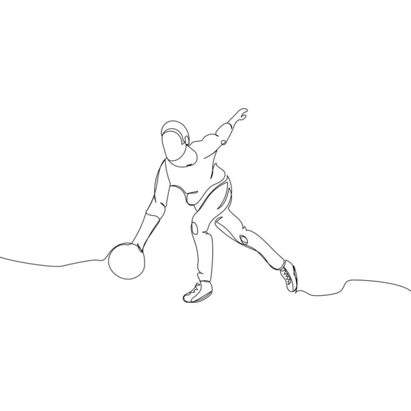 Bowling Player Throwing Ball One Line Art Continuous Line Drawing — Stockvektor