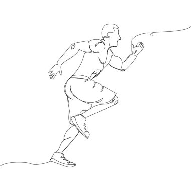 Man running, sprinter one line art. Continuous line drawing sports, fitness, physical education, athletics, run, jogging, gym, sexy body, fast run, speed, human Hand drawn vector illustration