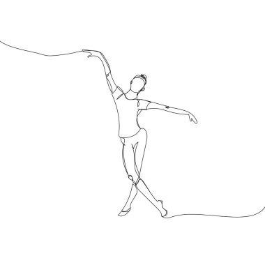 Gymnast, acrobat, greeting posture one line art. Continuous line drawing sports, fitness, pilates, athletics, strength, athletic, athlete, woman, gym stretching workout Hand drawn vector illustration