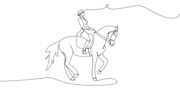 Equestrian Sport One Line Art Continuous Line Drawing Horseback Riding — Stok Vektör