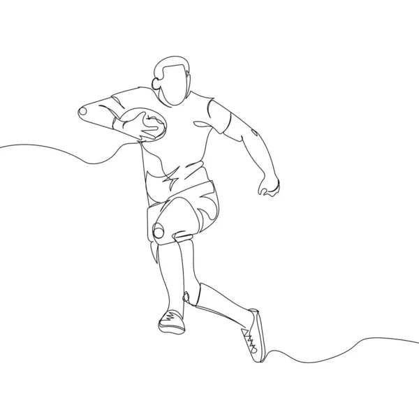 Rugby Player Ball Player Ball One Line Art Continuous Line — Stockový vektor