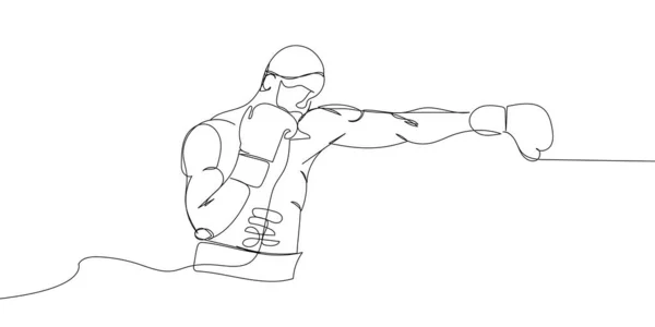 Boxer Boxing Gloves Hit One Line Art Continuous Line Drawing — Image vectorielle