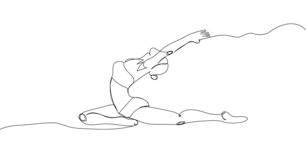 Woman Doing Yoga One Line Art Continuous Line Drawing Sports — Stockový vektor