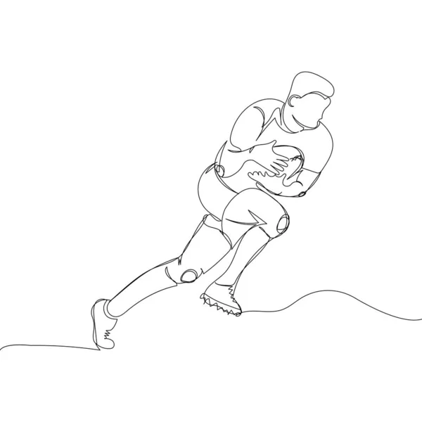 Rugby Player Ball Forward One Line Art Continuous Line Drawing — Stok Vektör