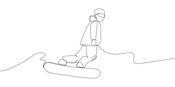 Людина Робить Трюки Сноуборді Однією Лінією Мистецтва Безперервна Лінія Малювання — стоковий вектор