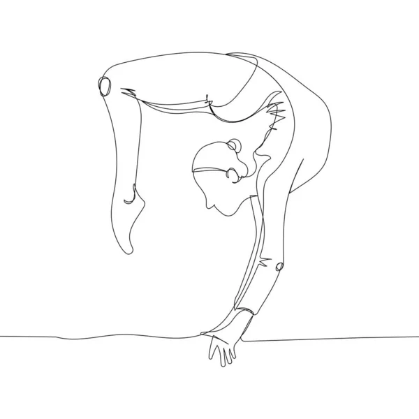 Gymnast Doing Exercise Uneven Bars Bridge Exercise One Line Art — Wektor stockowy