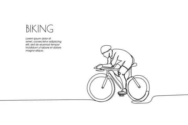 Ιστό Πανό Τον Άνθρωπο Ένα Προστατευτικό Κράνος Βόλτες Ένα Ποδήλατο — Διανυσματικό Αρχείο