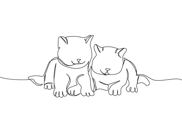 Birman Cat Koťata Jedno Line Art Nepřetržitá Linie Kresba Domácího — Stockový vektor