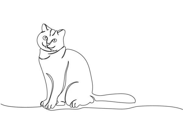 Selkirk Rex Cat One Line Art Dessin Ligne Continue Animal — Image vectorielle