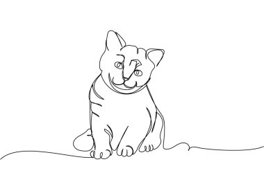 Amerikan Shorthair Cat, kedicik bir çizgi sanatı. Evcil hayvan, memeli, kedi yavrusu, safkan, cins, arkadaşlık, kedicik, arkadaş, soy ağacı, karakter çizimi.