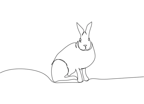 Woolly Hare Conejito Una Línea Arte Dibujo Continuo Línea Mascota — Vector de stock