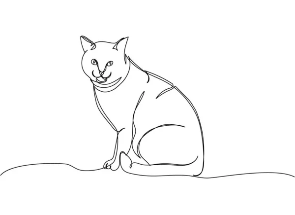 Munchkin Cat One Line Art Disegno Linea Continuo Animale Domestico — Vettoriale Stock