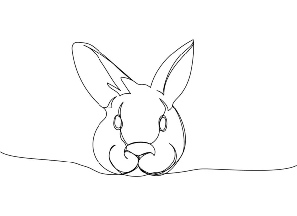 Argente Testa Coniglio American Chinchilla Bunny One Line Art Disegno — Vettoriale Stock