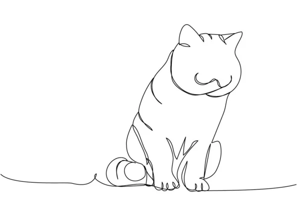 Scottish Fold Cat One Line Art Dessin Ligne Continue Animal — Image vectorielle