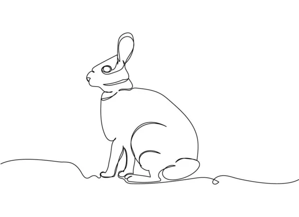 Фламандский Гигантский Кролик Рисунок Одной Линии Непрерывный Рисунок Линии Питомца — стоковый вектор