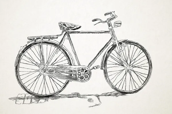 Altes Fahrrad - Bleistiftzeichnung — Stockfoto