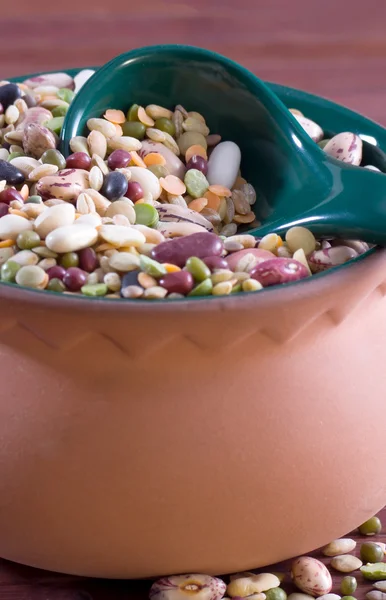 豆科植物在陶器 jar 中的混合 — 图库照片