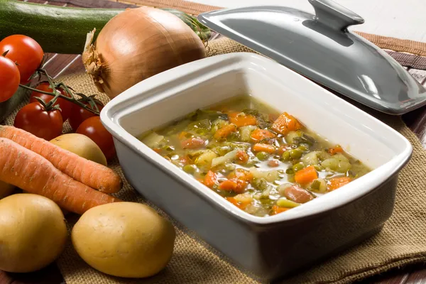 Minestrone - Italian vegetable soup — Stock Photo, Image