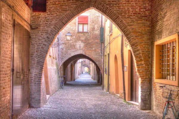 Via delle volte - Ferrara (Olaszország) - Vault's utca Jogdíjmentes Stock Fotók