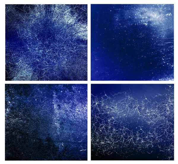 Set de 4 fondos diferentes texturizados en azul — Foto de Stock