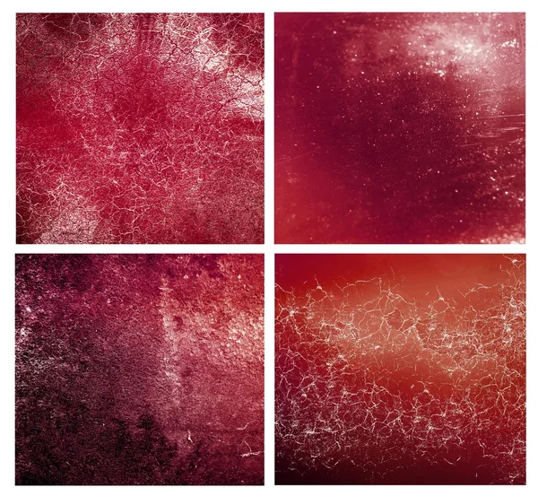 Set med 4 olika röda texturerat bakgrund — Stockfoto