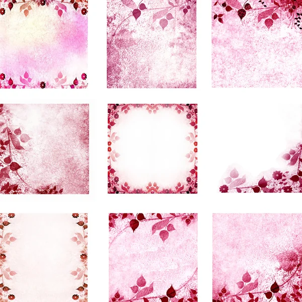 Růžové květinové vinobraní listy a květy pozadí — Stock fotografie