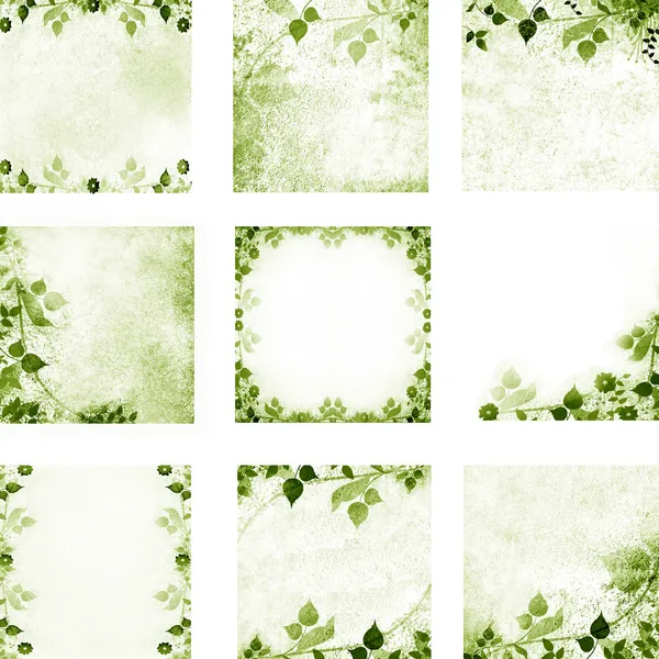 Grüne florale vintage Blätter und Blumen Hintergründe — Stockfoto