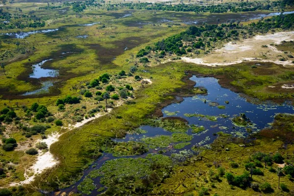 Vista Aerea Delta Dell Okavango Botswana Africa — Foto Stock